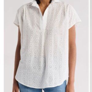 New French Connection eyelet white blouse size 8